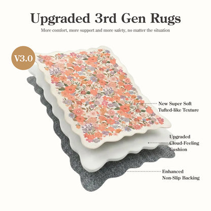 Lahome Floral Area Rug for Living Room ,Non Slip Rugs Machine Washable ,Indoor Floral Rug Low Pile Boho Rug for Bedroom Dining Room Office Farmhouse