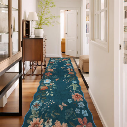 Moynesa Floral Washable Area Rugs, Soft Bedroom Large Rug for Living Room Ultra-Thin Non Slip Dining Room Rug, Stain Resistant Boho Rugs Easy Clean Throw Carpet for Office