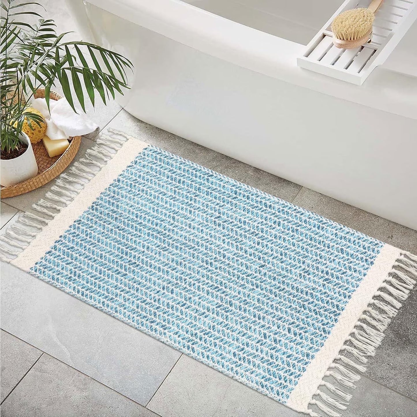 Moynesa Area Rug for Living Room Washable Bedroom Rugs Boho Lightweight Bath Door Mats Woven Entry Rug with Tassels Indoor Non Slip Carpet for Dining Bedroom Camper RV Gifts