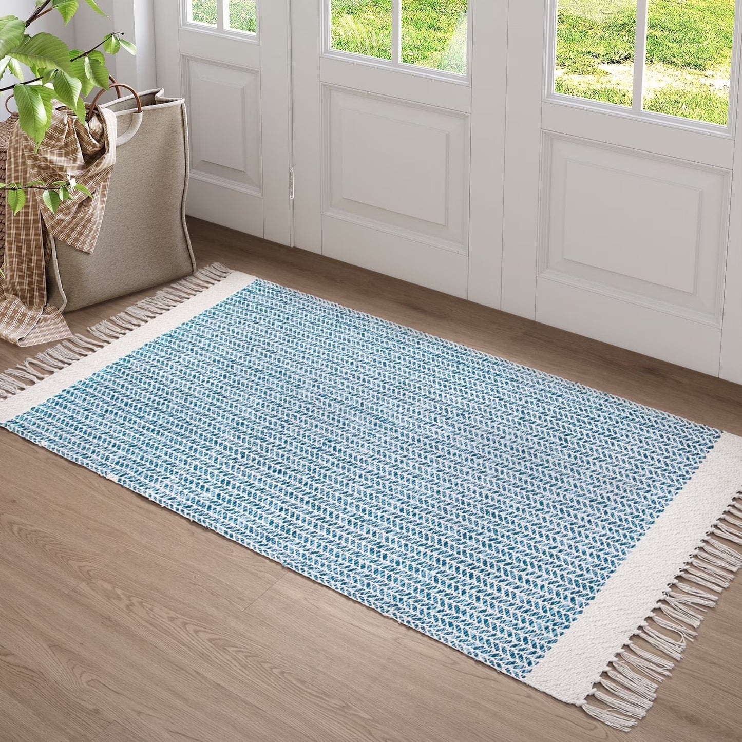 Moynesa Area Rug for Living Room Washable Bedroom Rugs Boho Lightweight Bath Door Mats Woven Entry Rug with Tassels Indoor Non Slip Carpet for Dining Bedroom Camper RV Gifts