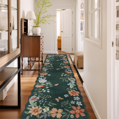 Moynesa Floral Washable Area Rugs, Soft Bedroom Large Rug for Living Room Ultra-Thin Non Slip Dining Room Rug, Stain Resistant Boho Rugs Easy Clean Throw Carpet for Office