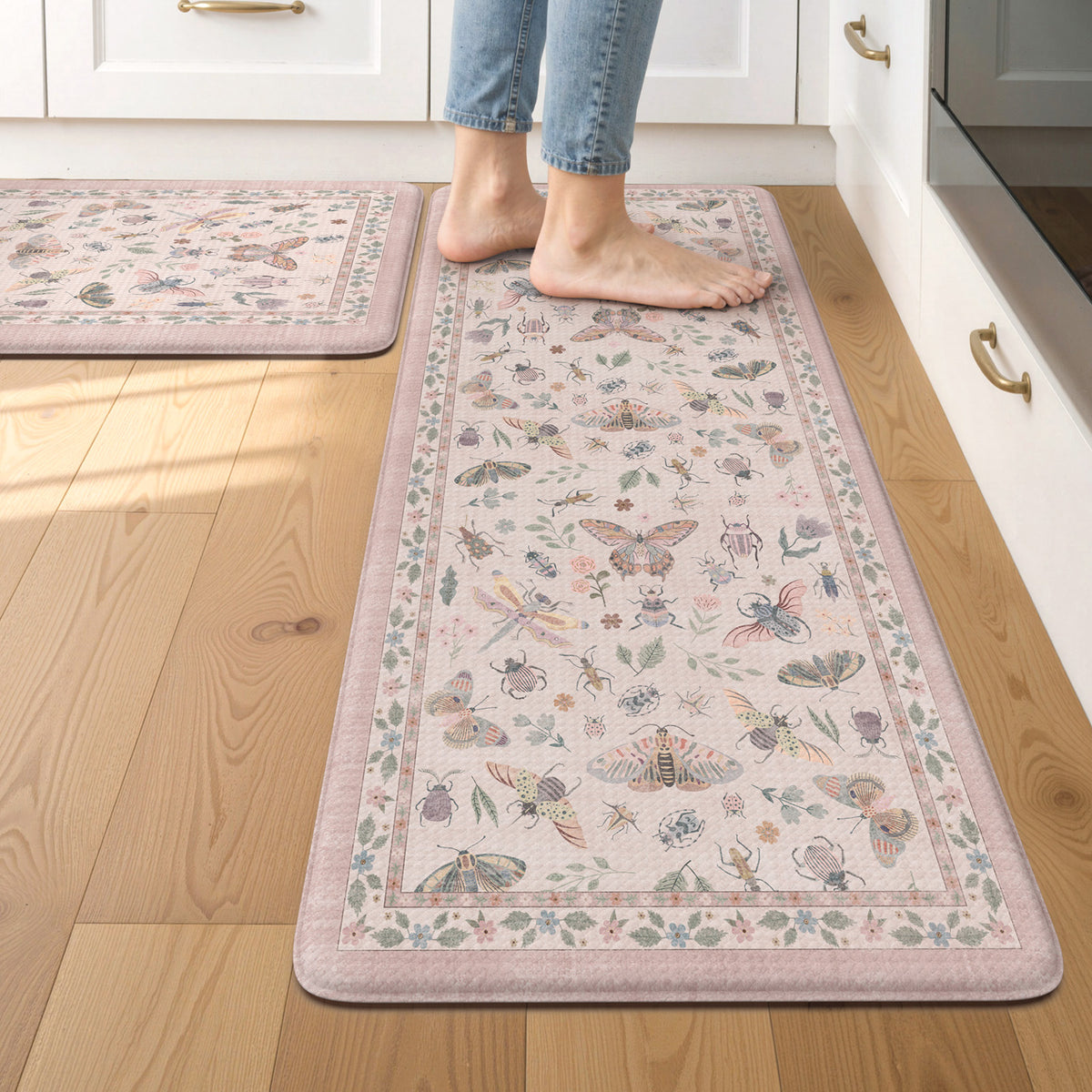 Wonnitar Kitchen Mats for Floor, Anti Fatigue Runner Rug 2 Piece Set, Non Slip Waterproof Cushioned Rug for Kitchen, Moth Comfort Standing Mat for Sink & Office