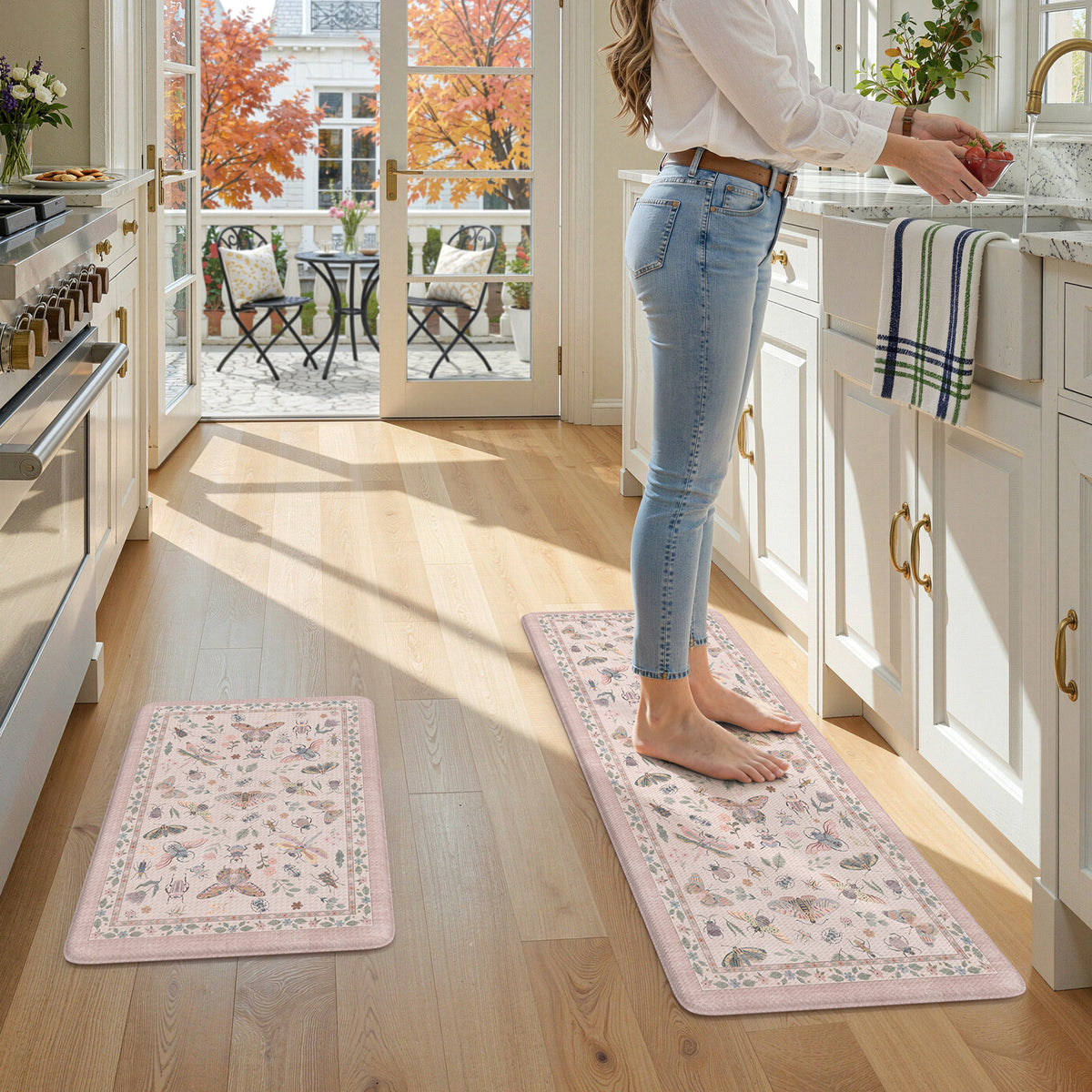 Wonnitar Kitchen Mats for Floor, Anti Fatigue Runner Rug 2 Piece Set, Non Slip Waterproof Cushioned Rug for Kitchen, Moth Comfort Standing Mat for Sink & Office