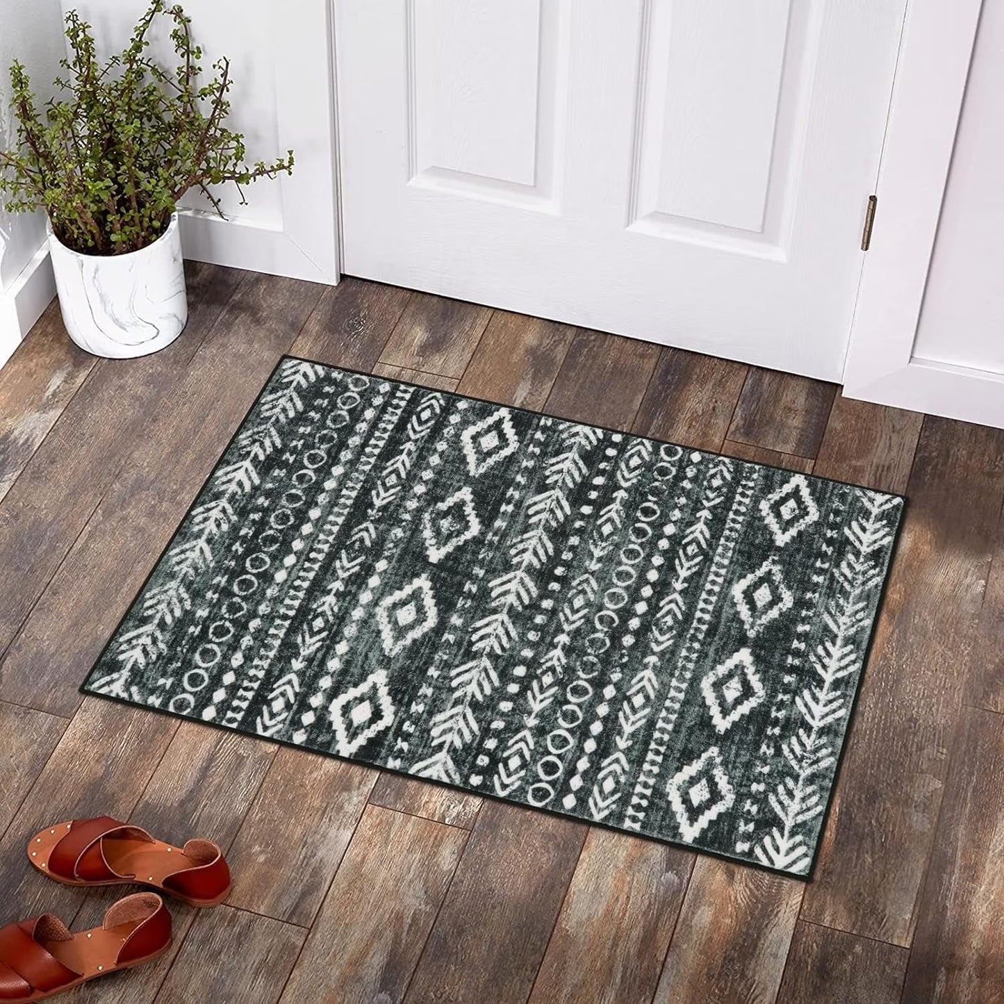 Moynesa Washable Kitchen Entrance Rug Non Slip, Entryway Rugs Soft Area Rugs for Living Room, Farmhouse Moroccan Small Carpet for Bathroom Beside Office