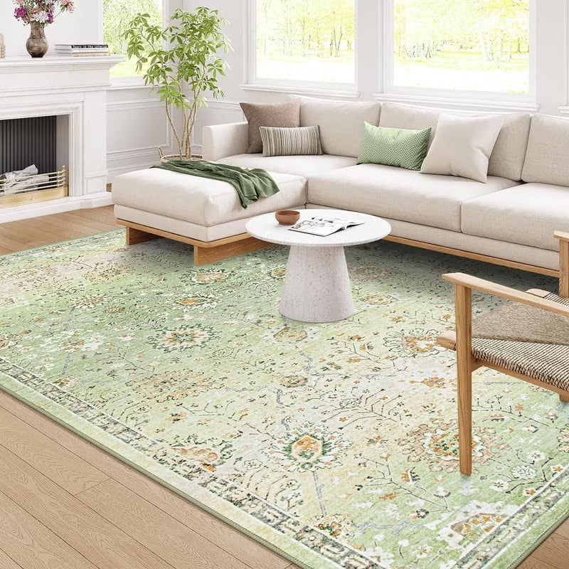 Wonnitar Boho Area Rug, Rugs for Bedroom Large Living Room Area Rugs Soft Floral Playroom Rug, Washable Rugs Non Slip Pastel Rug for Bedroom Living Room Carpet