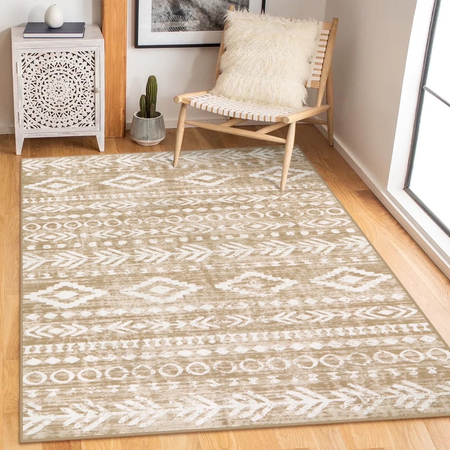 Moynesa Washable Kitchen Entrance Rug Non Slip, Entryway Rugs Soft Area Rugs for Living Room, Farmhouse Moroccan Small Carpet for Bathroom Beside Office