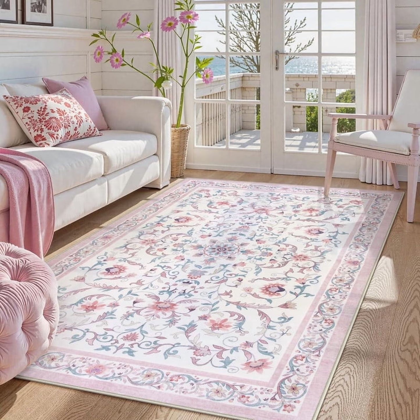Wonnitar Area Rug Insect & Botanical Washable Rug - Soft Modern Rug for Bedroom, Non-Slip Ultra-Thin Stain Resistant Area Rug for Living Room, Nursery