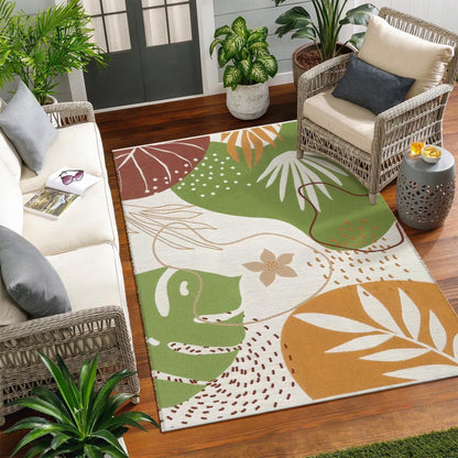 SUNDEREY Outdoor Rug Reversible Cotton Area Rug Patio Rugs Lightweight Large Floor Carpet Washable Rugs for Bedroom, Living Room, Portable Mats for RV Backyard Deck Picnic