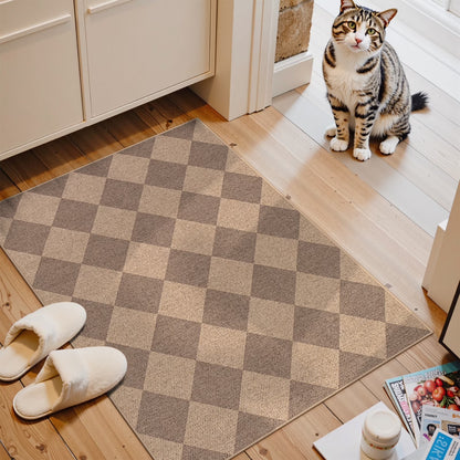 SUNDEREY Modern Geometric Area Rug, Washable Bedroom Rug,Checkerboard Indoor Outdoor Carpet, Farmhouse Checkered Non Slip Carpet for Office Couch Entrance Kitchen