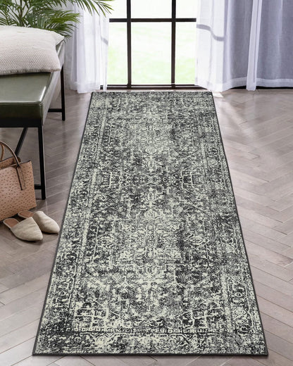 Wonnitar Washable Rug, Vintage Rug Runner for Hallways Non-Slip, Traditional Non-Shedding Entryway Mat Soft Carpet for Bathroom Foyer Bedroom