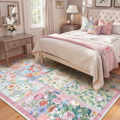 Wonnitar Area Rug Insect & Botanical Washable Rug - Soft Modern Rug for Bedroom, Non-Slip Ultra-Thin Stain Resistant Area Rug for Living Room, Nursery