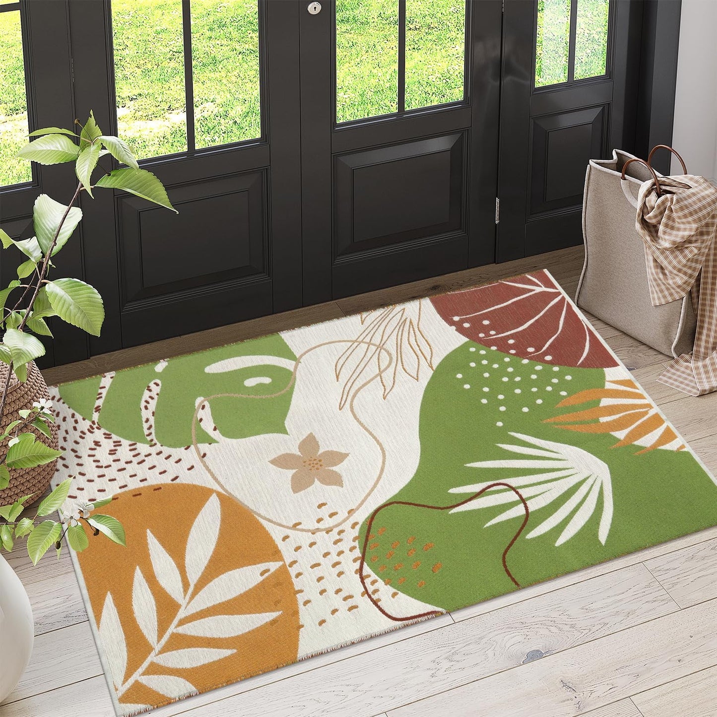 SUNDEREY Outdoor Rug Reversible Cotton Area Rug Patio Rugs Lightweight Large Floor Carpet Washable Rugs for Bedroom, Living Room, Portable Mats for RV Backyard Deck Picnic