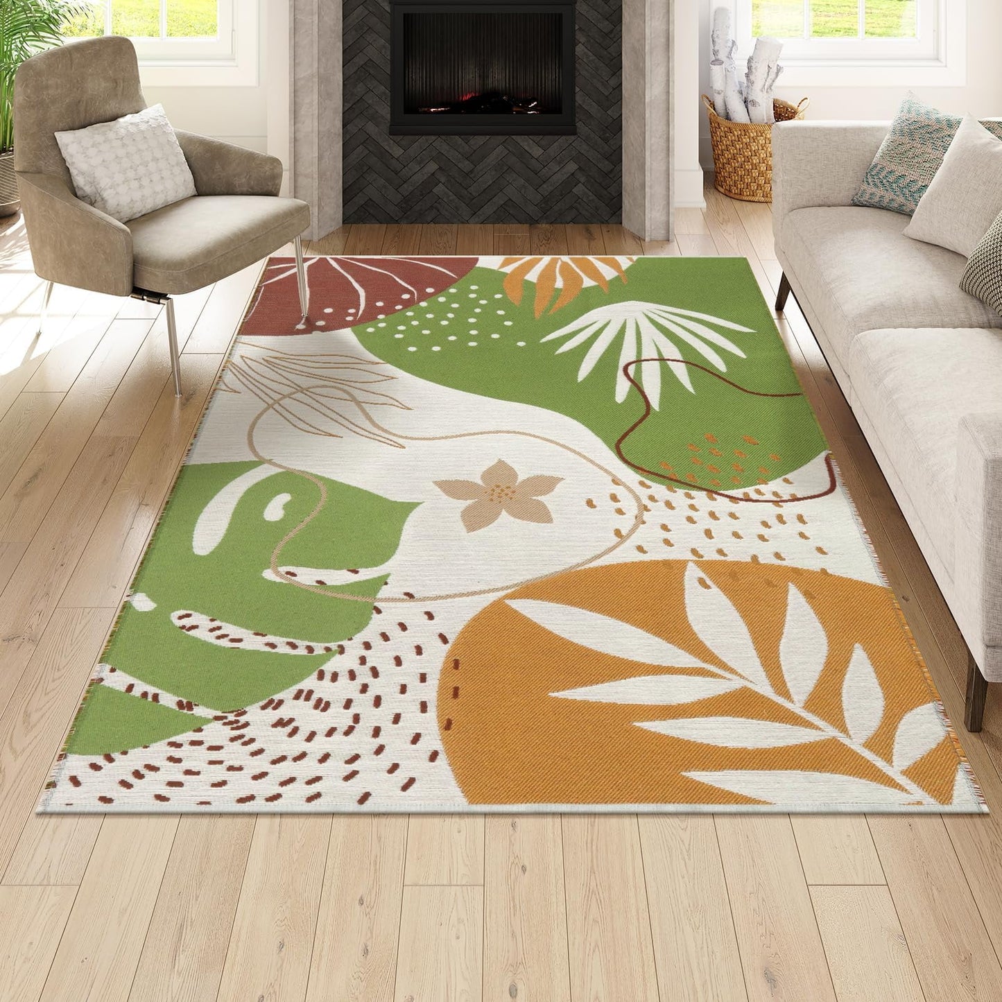 SUNDEREY Outdoor Rug Reversible Cotton Area Rug Patio Rugs Lightweight Large Floor Carpet Washable Rugs for Bedroom, Living Room, Portable Mats for RV Backyard Deck Picnic