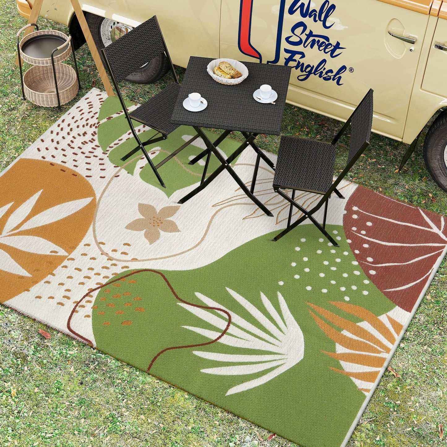 SUNDEREY Outdoor Rug Reversible Cotton Area Rug Patio Rugs Lightweight Large Floor Carpet Washable Rugs for Bedroom, Living Room, Portable Mats for RV Backyard Deck Picnic