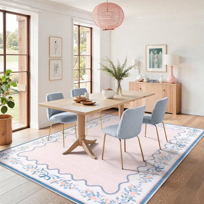 Wonnitar Area Rug Insect & Botanical Washable Rug - Soft Modern Rug for Bedroom, Non-Slip Ultra-Thin Stain Resistant Area Rug for Living Room, Nursery