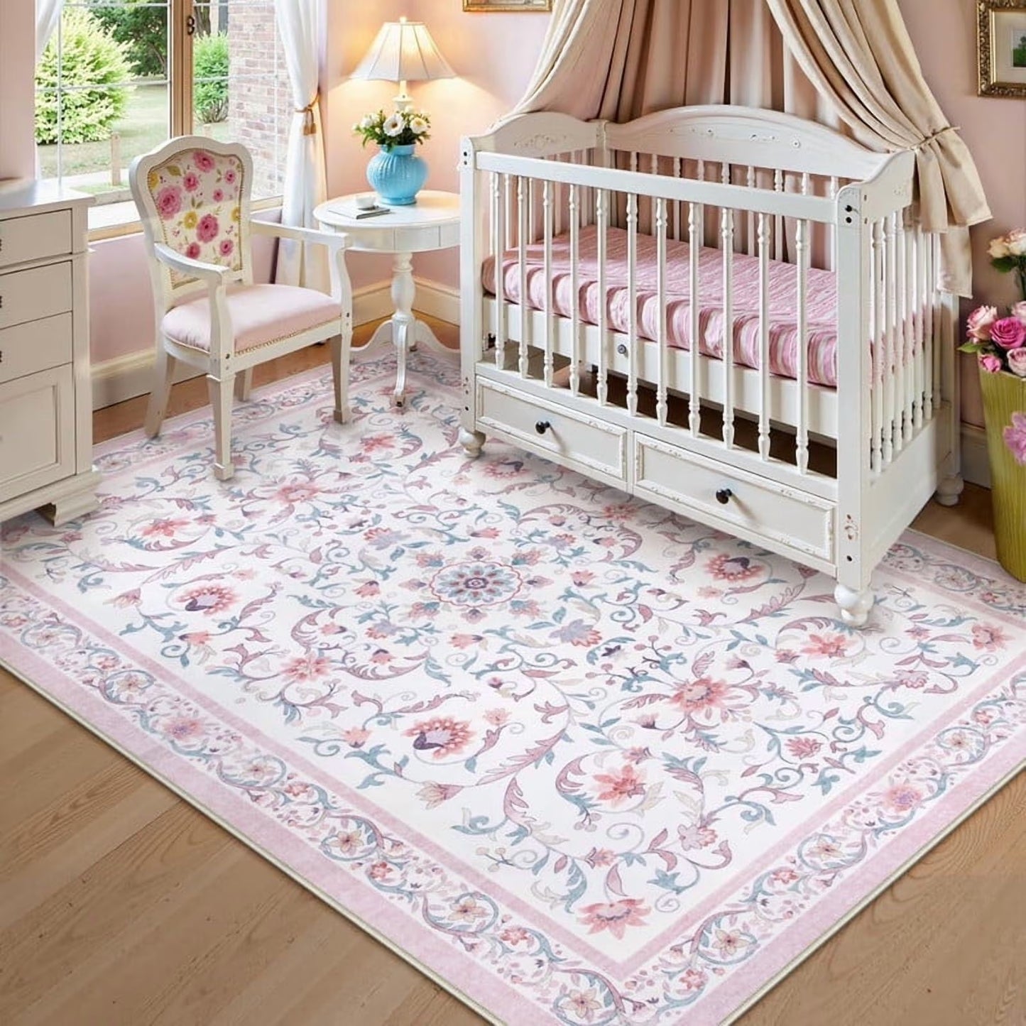 Wonnitar Area Rug Insect & Botanical Washable Rug - Soft Modern Rug for Bedroom, Non-Slip Ultra-Thin Stain Resistant Area Rug for Living Room, Nursery