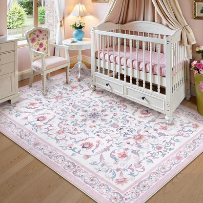 Wonnitar Area Rug Insect & Botanical Washable Rug - Soft Modern Rug for Bedroom, Non-Slip Ultra-Thin Stain Resistant Area Rug for Living Room, Nursery