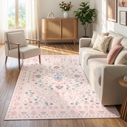 Wonnitar Area Rug Insect & Botanical Washable Rug - Soft Modern Rug for Bedroom, Non-Slip Ultra-Thin Stain Resistant Area Rug for Living Room, Nursery