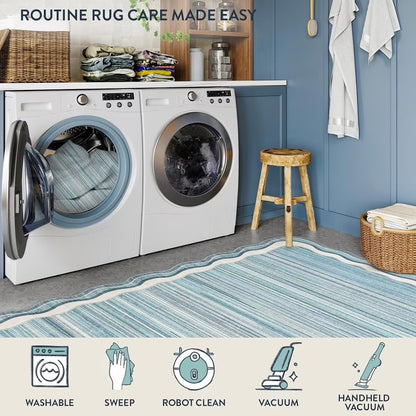 Wonnitar Soft Washable Tribal Area Rug,Non-Slip Large Soft Area Rugs for Living Room Bedroom, Stain Resistance Modern Abstract Rugs Soft Low-Pile Carpet for Home Office Dining Room