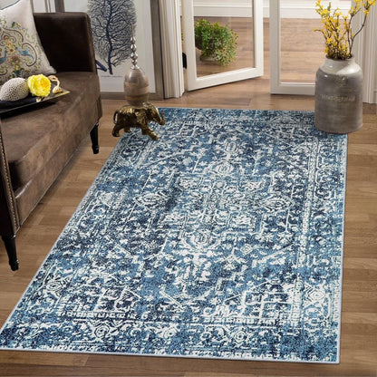 Wonnitar Washable Rug, Vintage Rug Runner for Hallways Non-Slip, Traditional Non-Shedding Entryway Mat Soft Carpet for Bathroom Foyer Bedroom