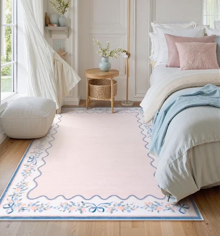 Wonnitar Area Rug Insect & Botanical Washable Rug - Soft Modern Rug for Bedroom, Non-Slip Ultra-Thin Stain Resistant Area Rug for Living Room, Nursery