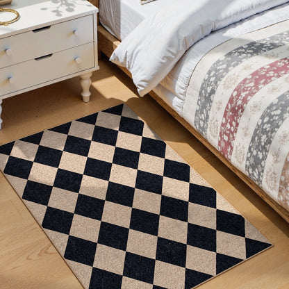 SUNDEREY Modern Geometric Area Rug, Washable Bedroom Rug,Checkerboard Indoor Outdoor Carpet, Farmhouse Checkered Non Slip Carpet for Office Couch Entrance Kitchen