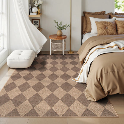 SUNDEREY Modern Geometric Area Rug, Washable Bedroom Rug,Checkerboard Indoor Outdoor Carpet, Farmhouse Checkered Non Slip Carpet for Office Couch Entrance Kitchen