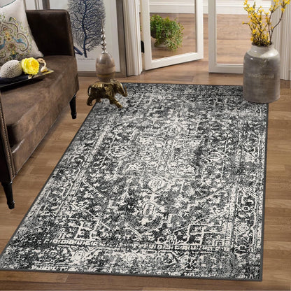 Wonnitar Washable Rug, Vintage Rug Runner for Hallways Non-Slip, Traditional Non-Shedding Entryway Mat Soft Carpet for Bathroom Foyer Bedroom