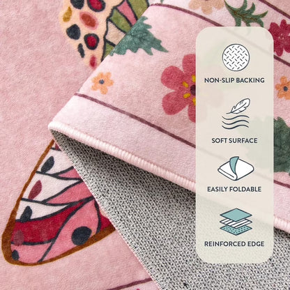Wonnitar Area Rug Insect & Botanical Washable Rug - Soft Modern Rug for Bedroom, Non-Slip Ultra-Thin Stain Resistant Area Rug for Living Room, Nursery