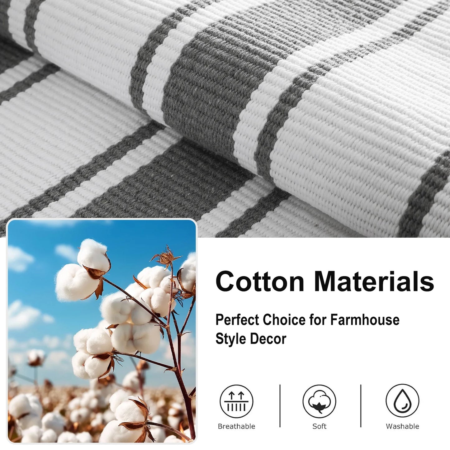 SUNDEREY 2'x3' Small Front Door Mat,2x3ft Washable Outdoor Rugs,Black and White Striped Rug,Farmhouse Front Porch Rug Decor,Cotton Entryway Rug for Porch Patio Home Entrance