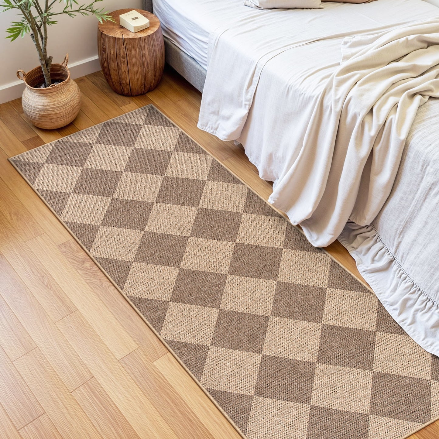 SUNDEREY Modern Geometric Area Rug, Washable Bedroom Rug,Checkerboard Indoor Outdoor Carpet, Farmhouse Checkered Non Slip Carpet for Office Couch Entrance Kitchen