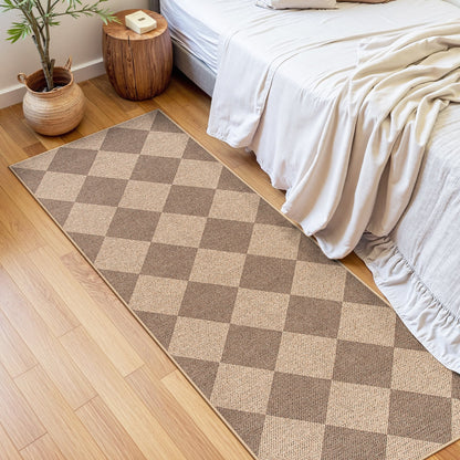 SUNDEREY Modern Geometric Area Rug, Washable Bedroom Rug,Checkerboard Indoor Outdoor Carpet, Farmhouse Checkered Non Slip Carpet for Office Couch Entrance Kitchen