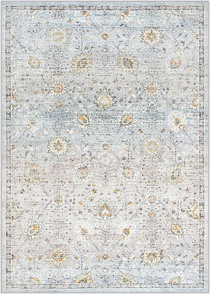 Wonnitar Boho Area Rug, Rugs for Bedroom Large Living Room Area Rugs Soft Floral Playroom Rug, Washable Rugs Non Slip Pastel Rug for Bedroom Living Room Carpet