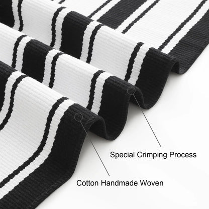 SUNDEREY 2'x3' Small Front Door Mat,2x3ft Washable Outdoor Rugs,Black and White Striped Rug,Farmhouse Front Porch Rug Decor,Cotton Entryway Rug for Porch Patio Home Entrance