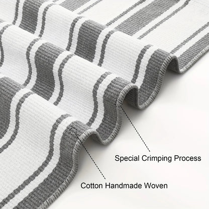 SUNDEREY 2'x3' Small Front Door Mat,2x3ft Washable Outdoor Rugs,Black and White Striped Rug,Farmhouse Front Porch Rug Decor,Cotton Entryway Rug for Porch Patio Home Entrance