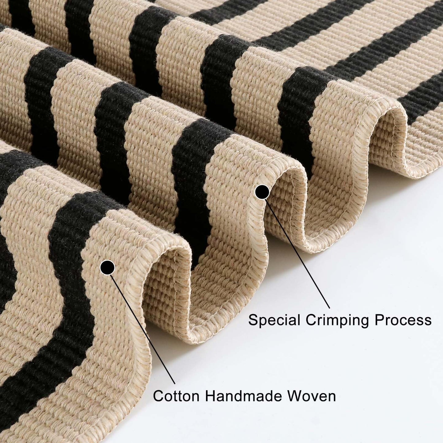 SUNDEREY 2'x3' Small Front Door Mat,2x3ft Washable Outdoor Rugs,Black and White Striped Rug,Farmhouse Front Porch Rug Decor,Cotton Entryway Rug for Porch Patio Home Entrance