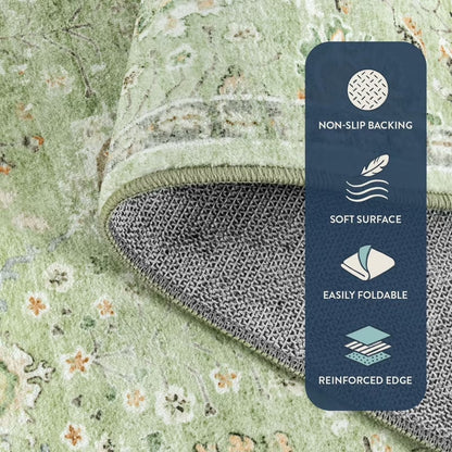 Wonnitar Boho Area Rug, Rugs for Bedroom Large Living Room Area Rugs Soft Floral Playroom Rug, Washable Rugs Non Slip Pastel Rug for Bedroom Living Room Carpet
