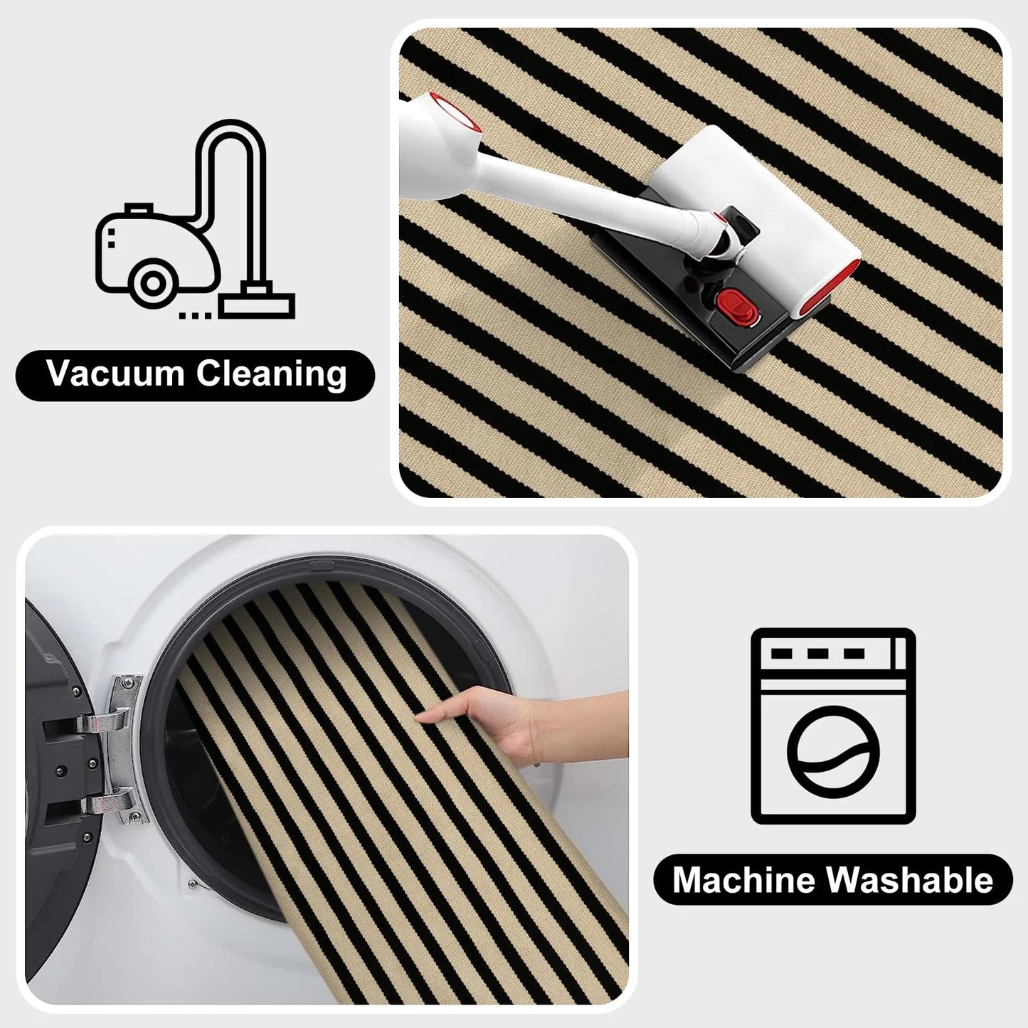 SUNDEREY 2'x3' Small Front Door Mat,2x3ft Washable Outdoor Rugs,Black and White Striped Rug,Farmhouse Front Porch Rug Decor,Cotton Entryway Rug for Porch Patio Home Entrance