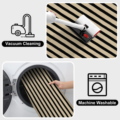 SUNDEREY 2'x3' Small Front Door Mat,2x3ft Washable Outdoor Rugs,Black and White Striped Rug,Farmhouse Front Porch Rug Decor,Cotton Entryway Rug for Porch Patio Home Entrance