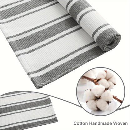 SUNDEREY 2'x3' Small Front Door Mat,2x3ft Washable Outdoor Rugs,Black and White Striped Rug,Farmhouse Front Porch Rug Decor,Cotton Entryway Rug for Porch Patio Home Entrance