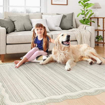 Wonnitar Soft Washable Tribal Area Rug,Non-Slip Large Soft Area Rugs for Living Room Bedroom, Stain Resistance Modern Abstract Rugs Soft Low-Pile Carpet for Home Office Dining Room