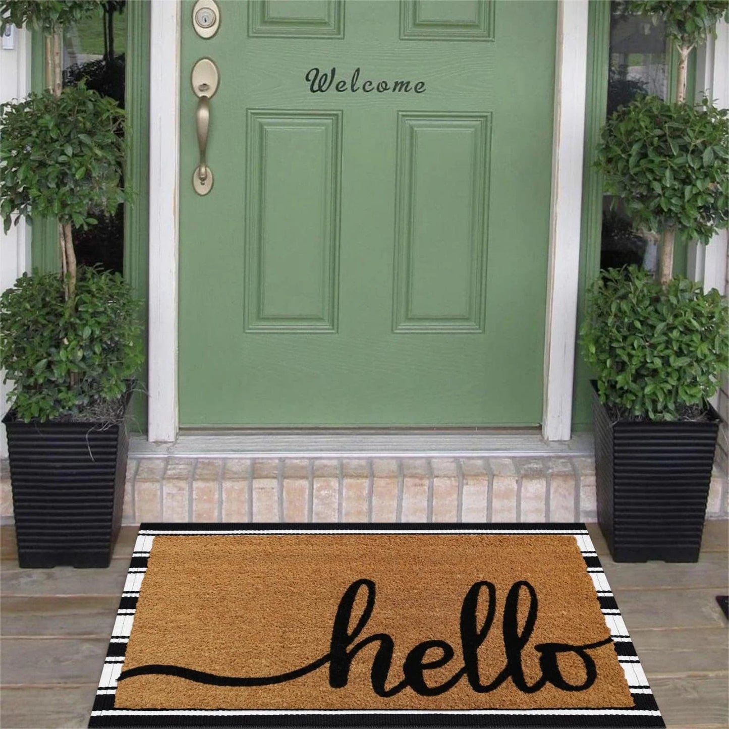 SUNDEREY 2'x3' Small Front Door Mat,2x3ft Washable Outdoor Rugs,Black and White Striped Rug,Farmhouse Front Porch Rug Decor,Cotton Entryway Rug for Porch Patio Home Entrance