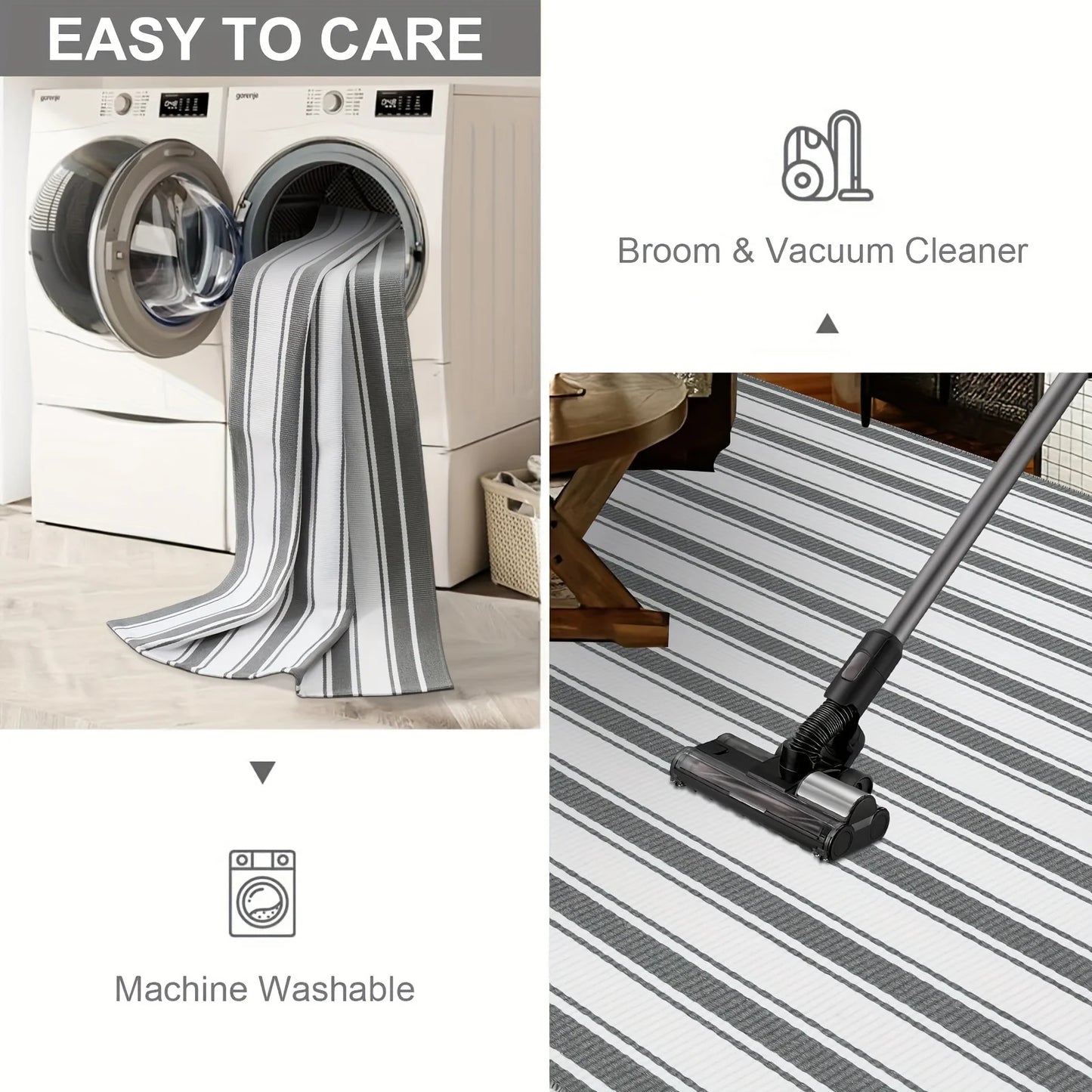 SUNDEREY 2'x3' Small Front Door Mat,2x3ft Washable Outdoor Rugs,Black and White Striped Rug,Farmhouse Front Porch Rug Decor,Cotton Entryway Rug for Porch Patio Home Entrance