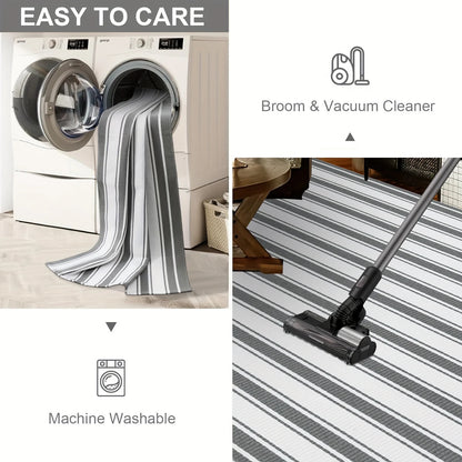 SUNDEREY 2'x3' Small Front Door Mat,2x3ft Washable Outdoor Rugs,Black and White Striped Rug,Farmhouse Front Porch Rug Decor,Cotton Entryway Rug for Porch Patio Home Entrance