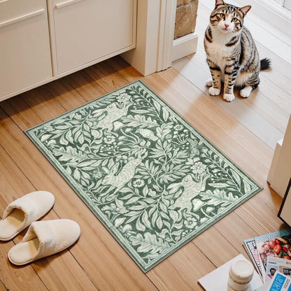 RUG ROBOT Area Rugs for Livingroom, Non-Slip Washable Area Rug for Bedroom, Diningroom, Nursery, Soft Whimsical Woodland Bunny Stain Indoor Carpet