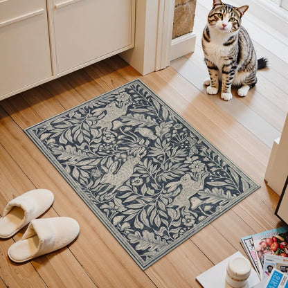 RUG ROBOT Area Rugs for Livingroom, Non-Slip Washable Area Rug for Bedroom, Diningroom, Nursery, Soft Whimsical Woodland Bunny Stain Indoor Carpet