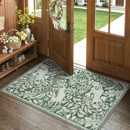RUG ROBOT Area Rugs for Livingroom, Non-Slip Washable Area Rug for Bedroom, Diningroom, Nursery, Soft Whimsical Woodland Bunny Stain Indoor Carpet