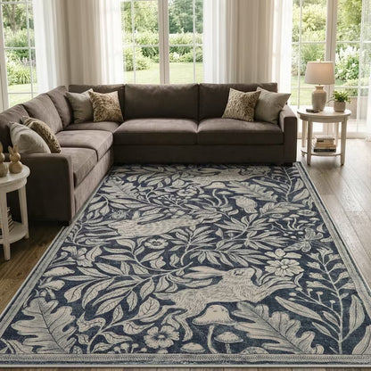 RUG ROBOT Area Rugs for Livingroom, Non-Slip Washable Area Rug for Bedroom, Diningroom, Nursery, Soft Whimsical Woodland Bunny Stain Indoor Carpet