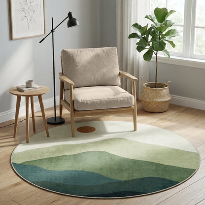 RUG ROBOT Round Rugs, Modern Area Rug for Living Room, Non-Slip Washable Rug with Nature Inspired Design for Bedroom, Dining Room, Stylish Indoor Circular Abstract Rug Home Decor