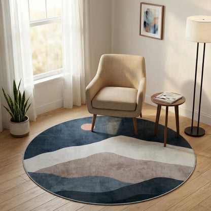 RUG ROBOT Round Rugs, Modern Area Rug for Living Room, Non-Slip Washable Rug with Nature Inspired Design for Bedroom, Dining Room, Stylish Indoor Circular Abstract Rug Home Decor